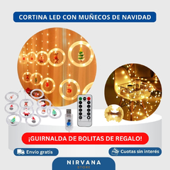 Cortina LED con figuras de Navidad