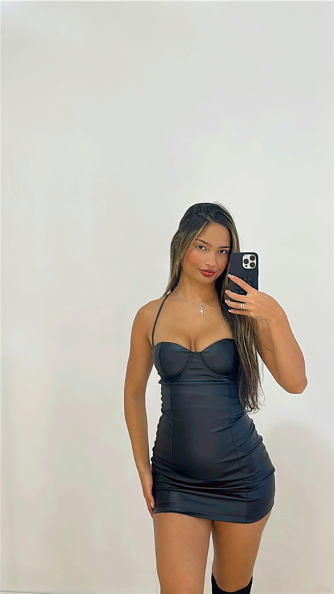 VESTIDO PRETO JUSTO DE COURO