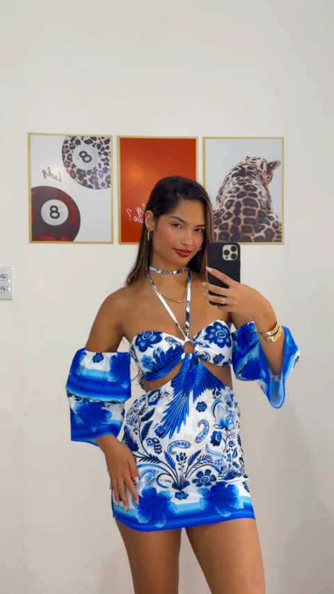 MACAQUINHO FLORAL AZUL CIGANINHA