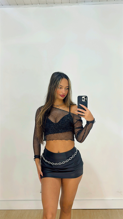 CROPPED DE TULE COM BRILHO
