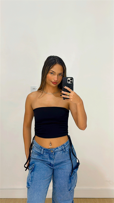 CROPPED TUBE CANELADO AJUSTÁVEL