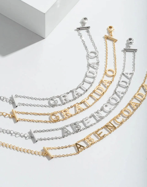 Pulseira Gratidão No Banho de Ouro 18k
