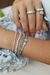 Pulseira Bracelete Dois Trevos Cravejado Zircônias Banhado Ródio Branco