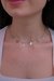 Colar Choker Pingentes Coração Banho de Ródio Branco | 35CM+5cm extensor - comprar online