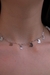 Colar Choker Pingentes Coração Banho de Ródio Branco | 35CM+5cm extensor