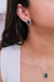 Conjunto Colar e Brinco Gota Pedra Verde Esmeralda em Banho de Ródio Branco - comprar online