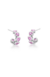 Brinco Argola Delicada Coração Zircônias Quartzo Rosa Banho Ródio Branco P - comprar online