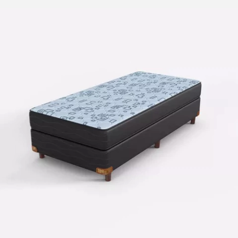 CONJUNTO MATELASSÉ PLUS 90 X 190 X 18 ESPUMA DENSIDAD 19, TELA JACKARD MATELASSÉ, MÁS UN BOX CLASSIC NEGRO 90 X 190. - comprar online