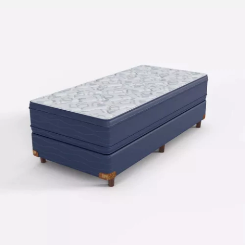CONJUNTO ÓNIX CON PILLOW 80 x 190 x 29 RESORTES BICÓNICOS BONELL, MÁS UN BOX CLASSIC AZUL 80 X190. - comprar online