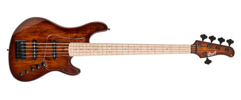 BAJO ELECTRICO CORT ''GB'' DE 5 CUERDAS ENTINTADO CAFE/SOMBREADO CAFE' CON FUNDA