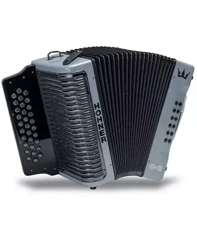 ACORDEON DIATONICO HOHNER ''CORONA C-II'', FA-SIB-MIB, 31BOTONES Y 12 BAJOS PLATA/TORNASOL CON FUNDA