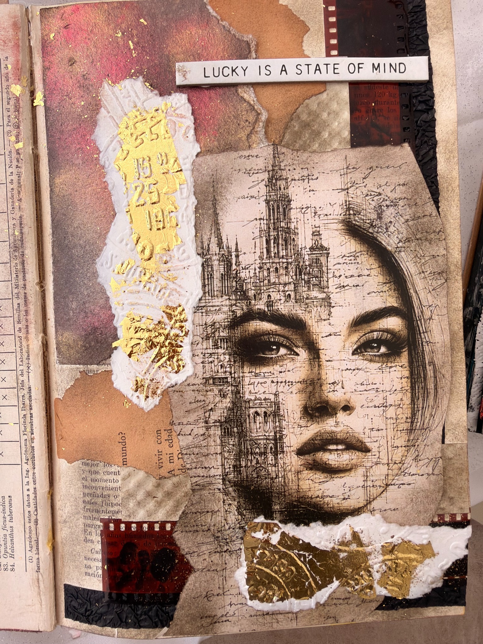 Retrato vintage con detalles dorados — trabajo de Jime