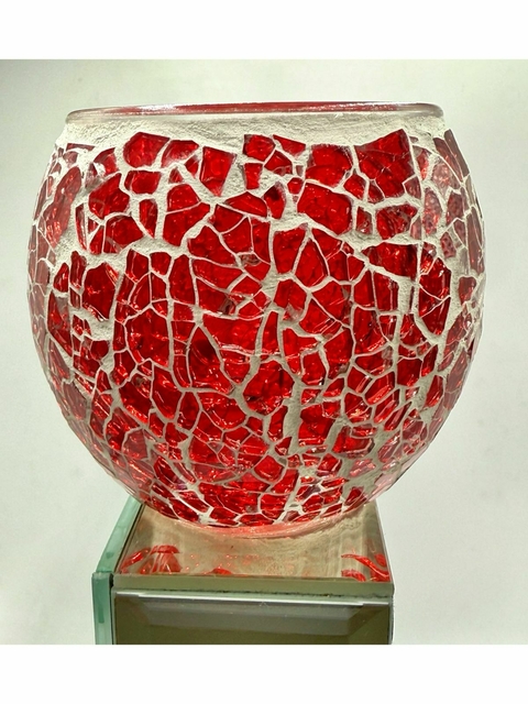 Portavela Decorativo de Mosaico de Vidrio Rojo y Blanco - comprar online