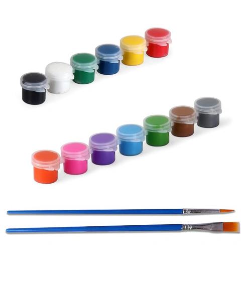 Kit Pinturas Acrílicas 12 Colores 3ml C/u Y Pinceles