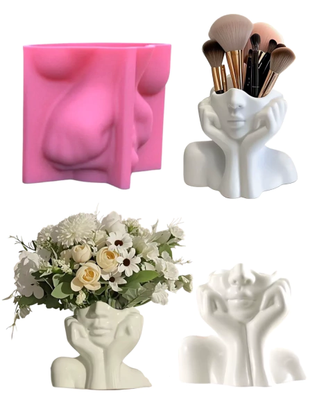 Molde Silicona Florero Medio Rostro