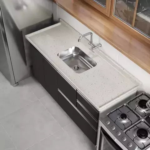 Pia Sintética AJ Rorato C/ BOJO INOX 160x55cm BEGE TRAVERTINO - comprar online