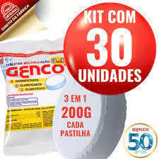 Kit com 30 - Tablete Cloro Múltipla Ação Genco 200g - comprar online