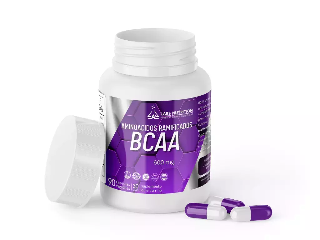 BCAA Aminoácidos Esenciales 600mg - Masa Muscular, recuperador (90 Capsulas)