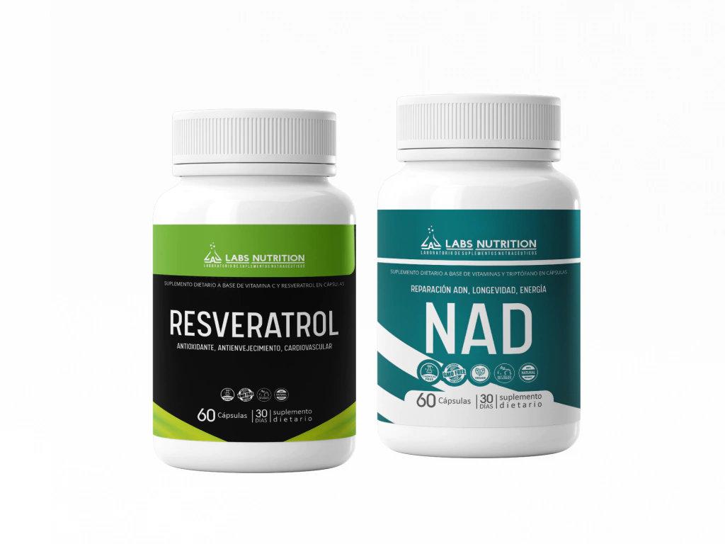 Nad + Resveratrol, Kit Anti Age (120 capsulas)