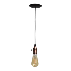 Colgante Portalampara Con Perilla E27 Bronce Cobre Antique - Puraluzdeco