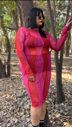 VESTIDO MICROTUL ROJO FUCSIA - comprar online