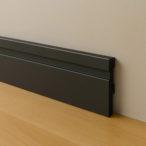 Rodapé Poliestireno 15cm Frisado Preto 2m PEX - comprar online