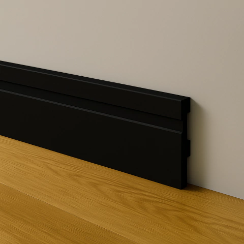 Rodapé Poliestireno 7cm Frisado Preto 2m PEX - comprar online