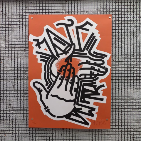 Gravura BATE PALMAS - NUNCA - 66X48CM