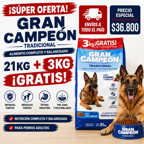 Gran Campeón Perro Tradicional 21kg + 3kg