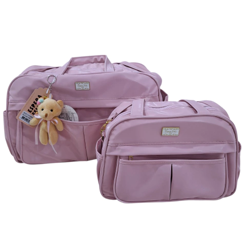 Kit Bolsa Bebê Menina Rosa e Menino Azul com 2 Peças + Trocador