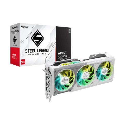Placa de Vídeo ASRock RX 9070 XT Steel Legend - Compre agora na Livestore Online: https://www.livestoreonline.com.br/ com frete grátis para Sul, Sudeste e Brasília!