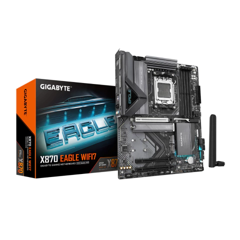 Placa Mãe Gigabyte X870 Eagle WiFi7, DDR5, WiFi 7 + Bluetooth 5.4, HDMI 2.1, DisplayPort 1.4, M.2, USB-C 40Gbps, AM5, ATX - X870-EAGLE-WIFI7 - Compre agora na Livestore Online: https://www.livestoreonline.com.br/ com frete grátis para Sul e Sudeste!