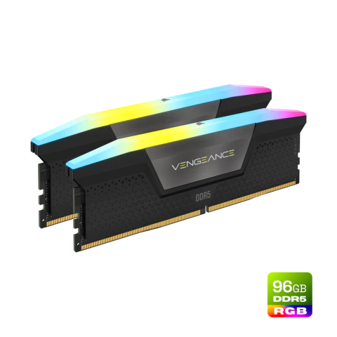 Memória RAM Corsair Vengeance RGB, 96GB (2x 48GB), Preta, DDR5, CL 30, 6000 MHz - CMH96GX5M2B6000Z30. Compre agora na Livestore Online: https://www.livestoreonline.com.br com Frete Grátis pro Sul e Sudeste.