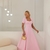 Vestido Midi de Crepe com Manga Bufante e Decote Coração Rosa - loja online