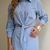 Conjunto Cropped e Amarração com Saia Midi Azul - JJ Modas