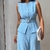 Conjunto Azul Blusa e Calça com Cinto - loja online