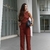 Conjunto Cropped e Calça Marrom Elisa - comprar online