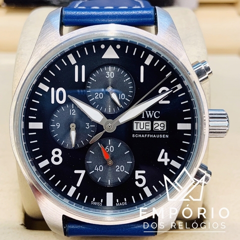 IWC Pilots Watch Chronopraph Edition Le Petit Prince Couro Azul