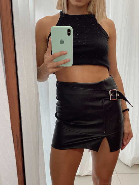 FALDA ECO CUERO HEBILLA - comprar online