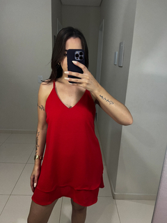 Vestido Lívia (vermelho e azul)