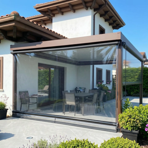 Toldo Vertical Para Cerramiento A Medida - Lona Pvc Cristal