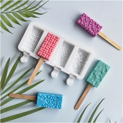 Set 4x4 Moldes Silicona Paleta De Helado Freezer Palito