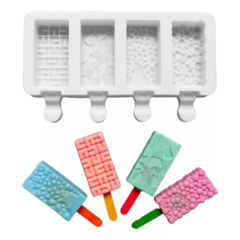 Set 4x4 Moldes Silicona Paleta De Helado Freezer Palito en internet