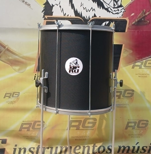 Surdo duro alumÍnio 18” x 50cm COM TRIPE - ENVELOPADO EM PRETO - RG INSTRUMENTOS - comprar online