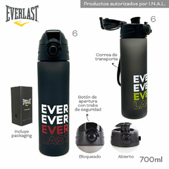 Botella Deportiva Everlast 700ml 11397 NEGRO ROJO - tienda online