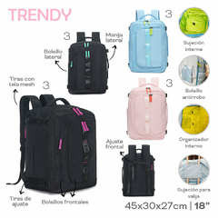 Mochila De Viaje Trendy NEGRO FUCSIA 17831 NEGRO FUCSIA - tienda online