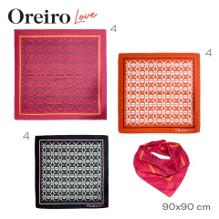 Pañuelo Seda Oreiro Rojo Beige 19199 - comprar online