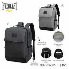 Mochila Portanotebook Everlast Gris 22177 - comprar online