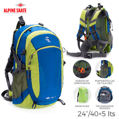 Mochila Camping Alpine Skate Azul y Verde 27236 en internet