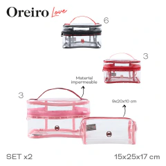 Portacosmetico Oreiro Love Set x2 Marron 29330 - ZATIMA MAYORISTA